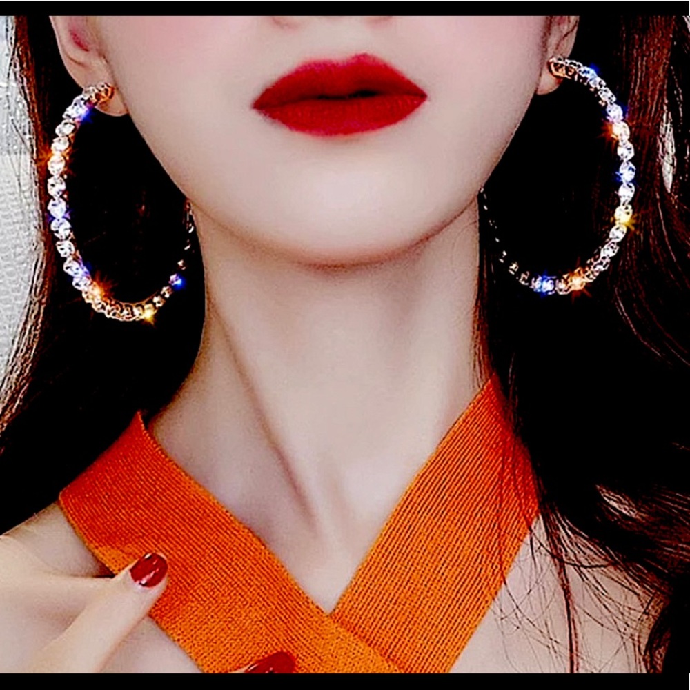 Big Bling Sparkling Rhinestone Crystal Hoop Earrings